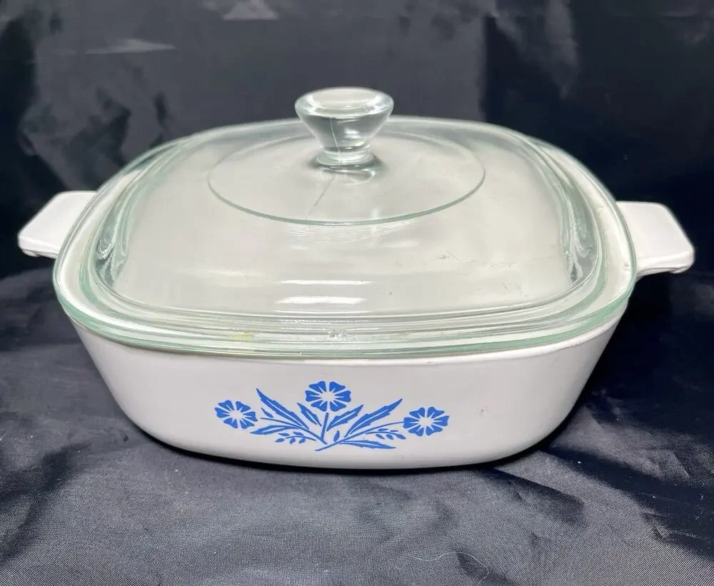 Corning Ware P1B Baking Dish Cornflower Pattern Ceramic 1 Quart Vintage 1960s